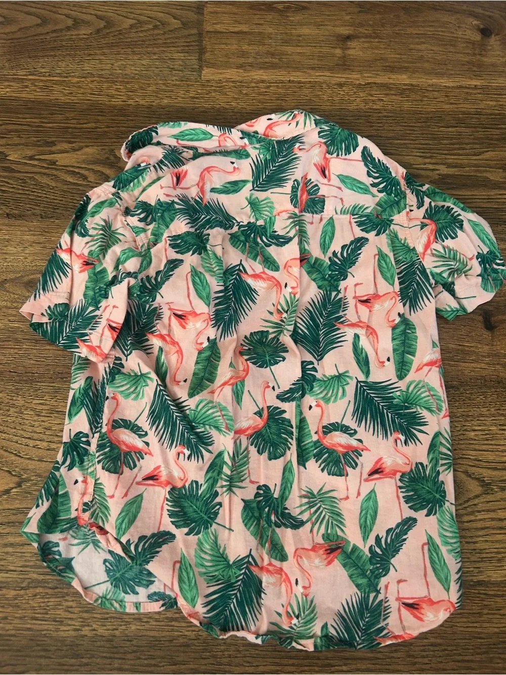 Old Navy Coral Pink Tropical Leaf Print Button-Up